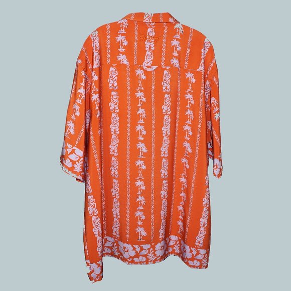 Boss by I.G. Design orange floral island ss button shirt mens XL EUC - Picture 4 of 4